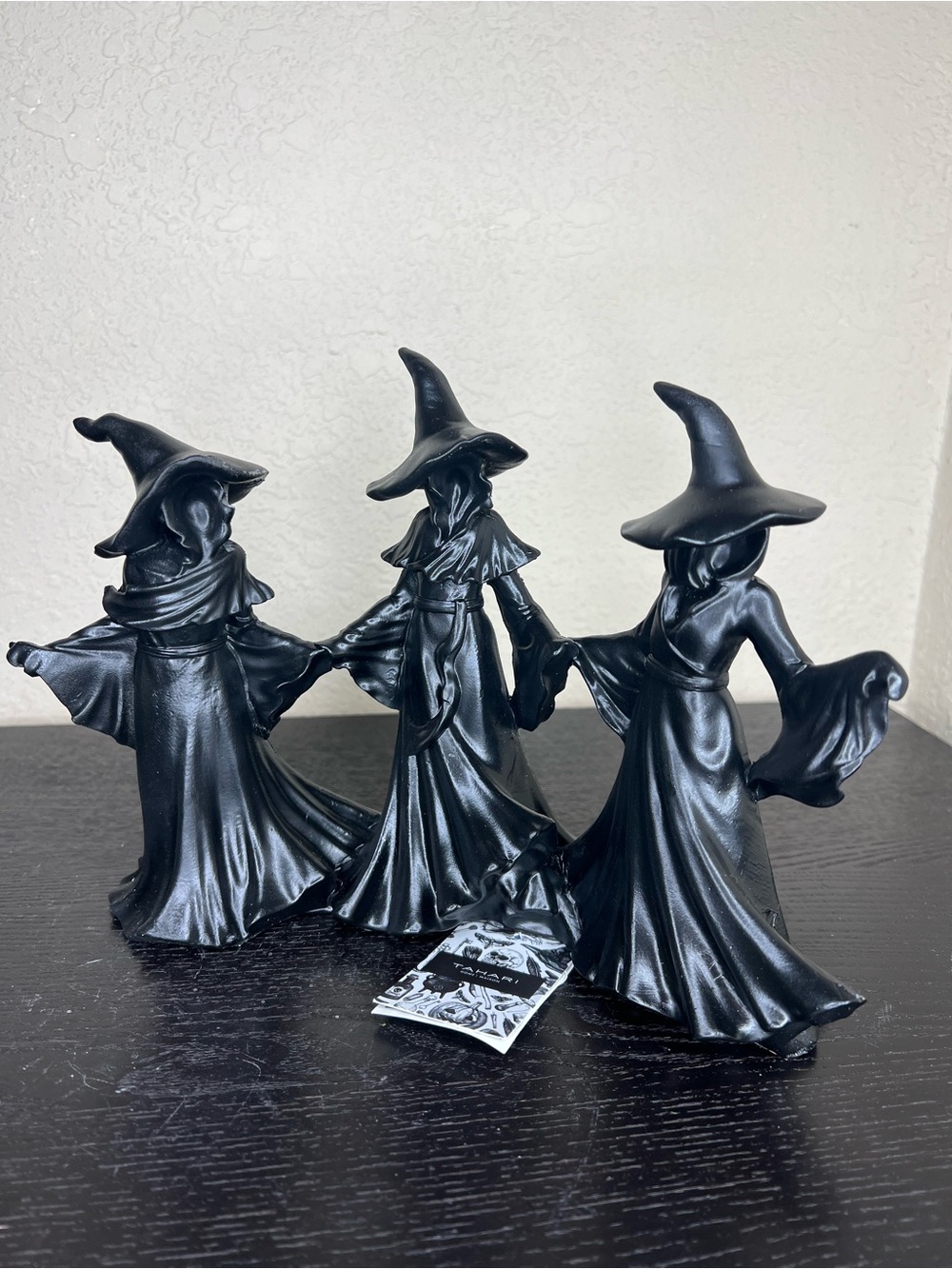 NEW 8" Tahari Three Halloween Witches Holding Hands Decor